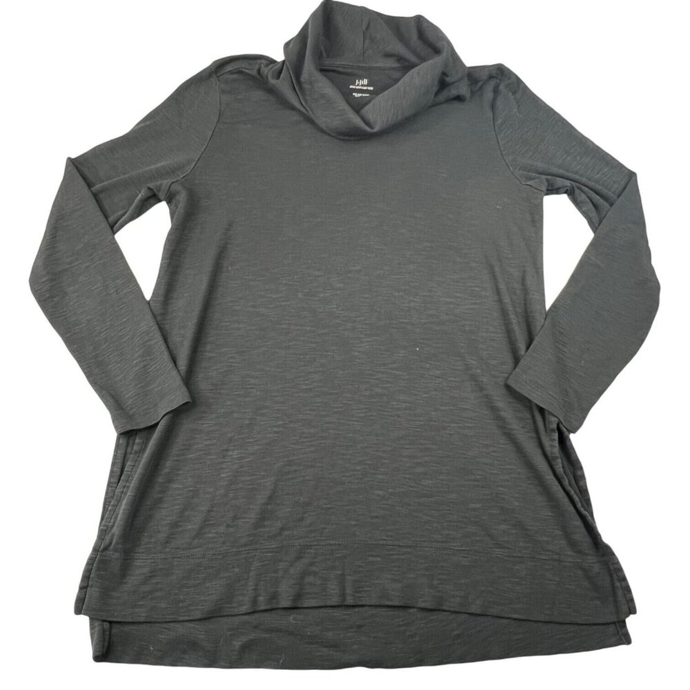 J‎ Jill Womens Pima Cowl Neck Tunic Top Size Medium Black Pima Cotton LongSleeve